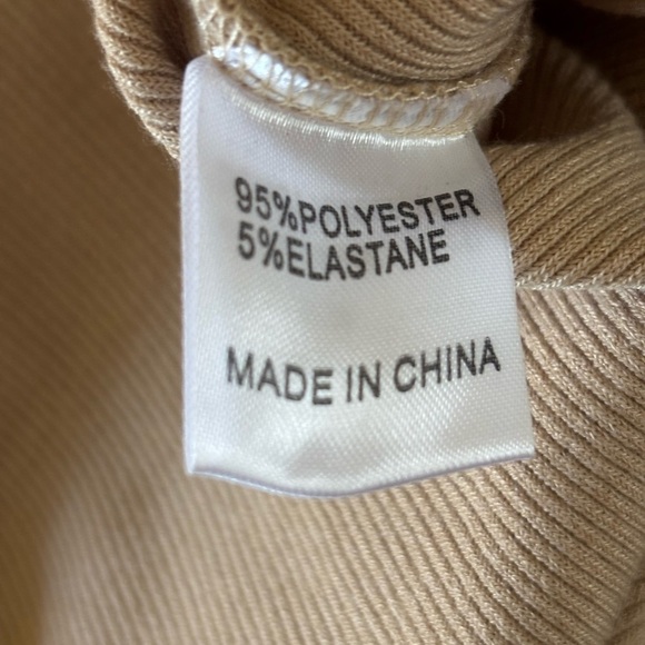 Princess Polly Long Sleeved Ribbed Front Cutout Camel Mini Dress - Picture 4 of 7